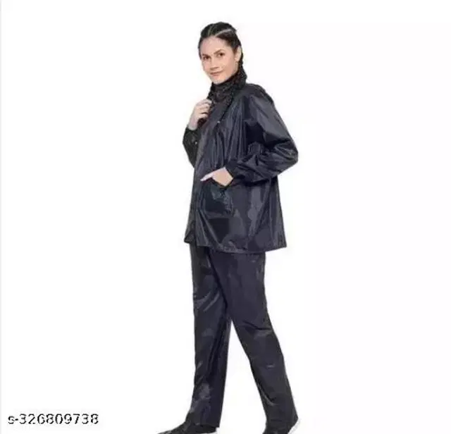 Polyester Rain Coat for Men, Black, M