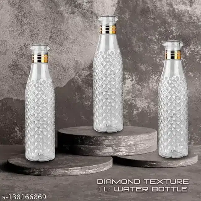 Plastic Water Bottles, Transparent, 1000 ml, Pack of 3