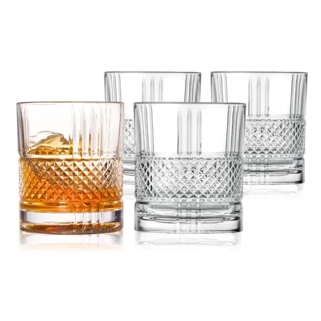 Afast Crystal Whiskey Glasses, Bar Glass for Whisky Glass Set, 350 ml, Glass, Clear -Pack of 4