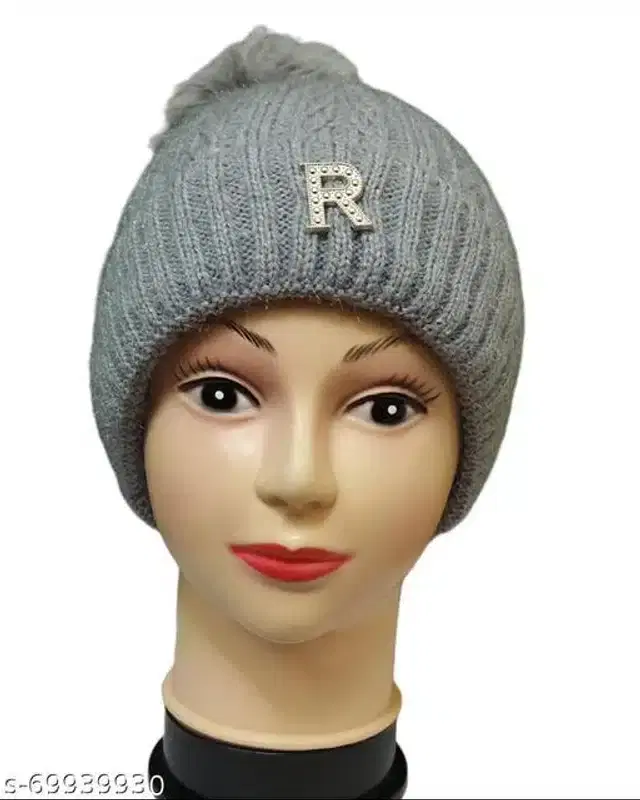 Woolen Cap for Women (Grey)