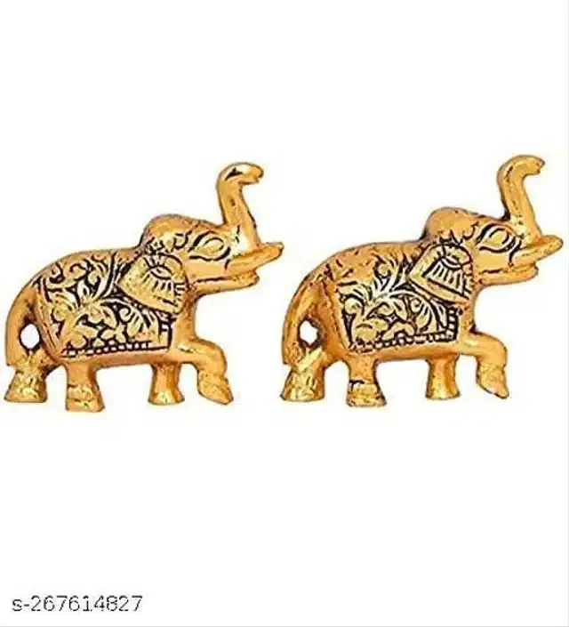 Metal Decorative Showpiece, Gold, Pack of 2