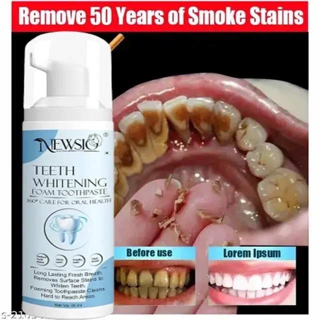 Newsio Teeth Whitening Foam To Removes Bad Breath Fights Germs For Women & Men, 60 Ml