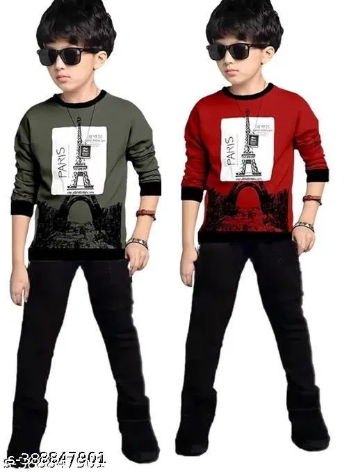 Cotton Clothing Set for Boys, Multicolour, Pack of 2 (13-14 Years)