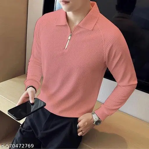 Cotton Blend T-shirt for Men, Pink (XL)
