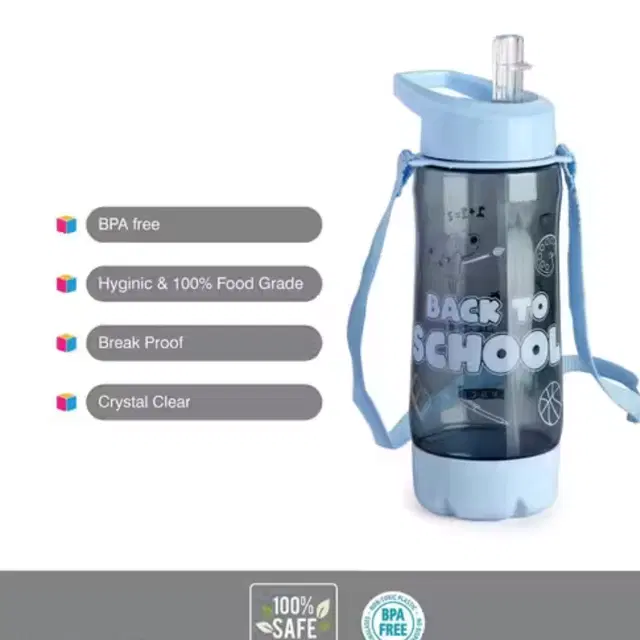 Plastic Water Bottle For Kids ,Multicolour ,(600ML) , Pack Of 2