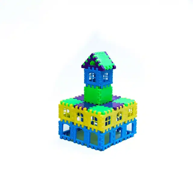 Plastic Educational Big House 50 Pcs Building Blocks Toy Set for Kids, Multicolor