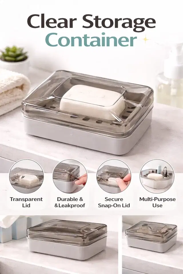 Rectangle Transparent WallMounted Soap Holder Grey