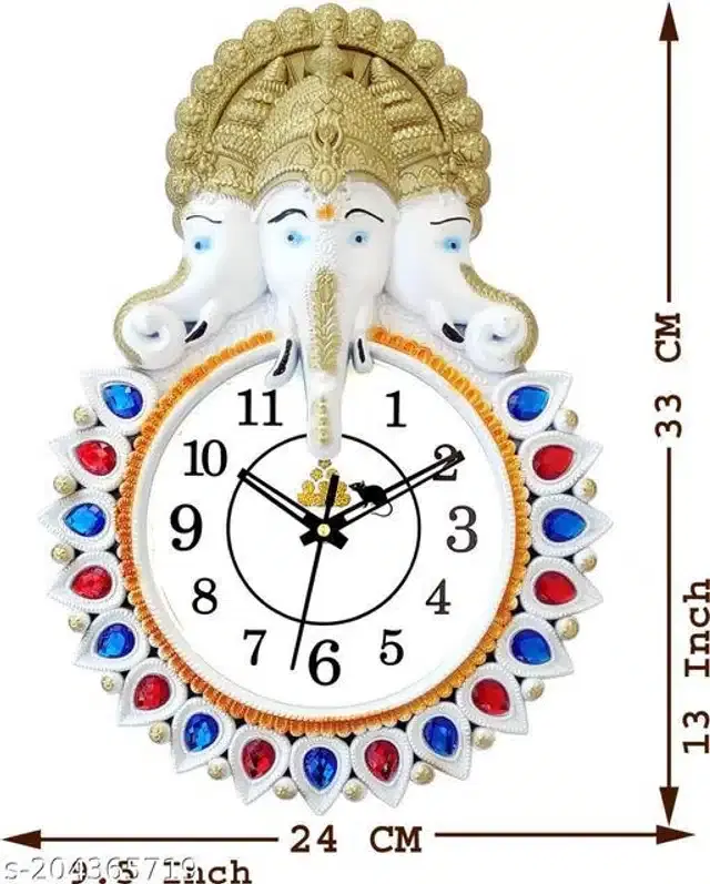 Analog Wall Clock, White, 33x24 cm