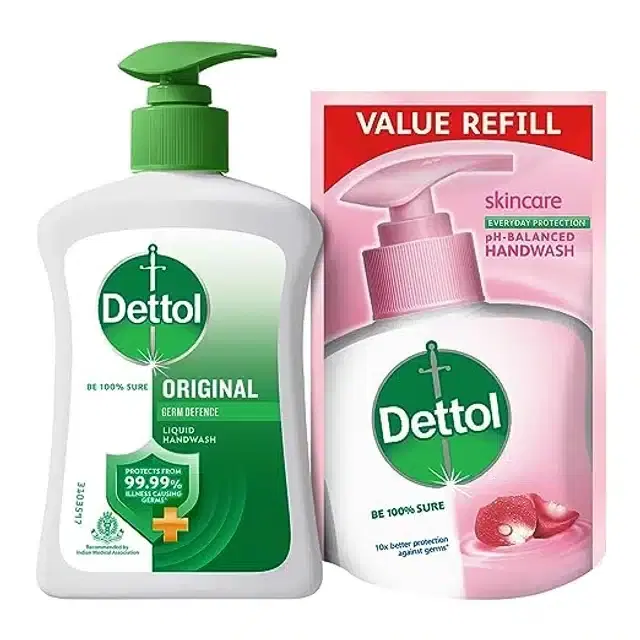 Dettol Original Liquid Handwash 200 ml (Free Dettol Handwash Refill 175 ml)