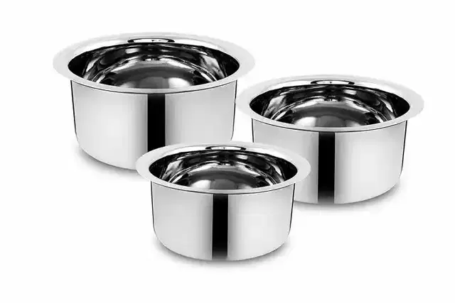 Classic Essentials Stainless Steel Orion Tope, Flat Bottom, 1200 ml, 900 ml, 650 ml, Set of 3