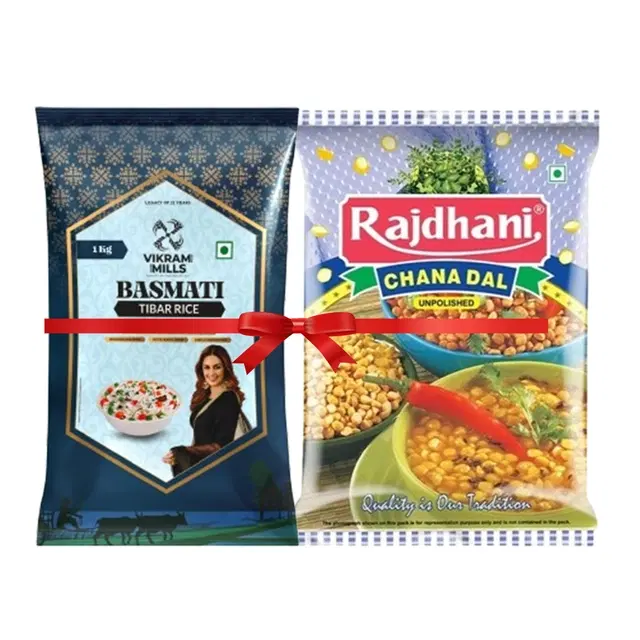 Vikram Mills Tibar Basmati Rice 1 Kg + Rajdhani chana Dal 1 kg