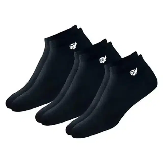 Solid Socks for Men & Women, Set of 3 (Black)