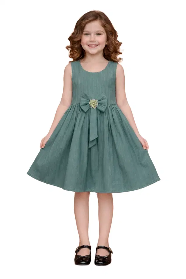 Printed Frock for Girls (Rust, 1-2 years)