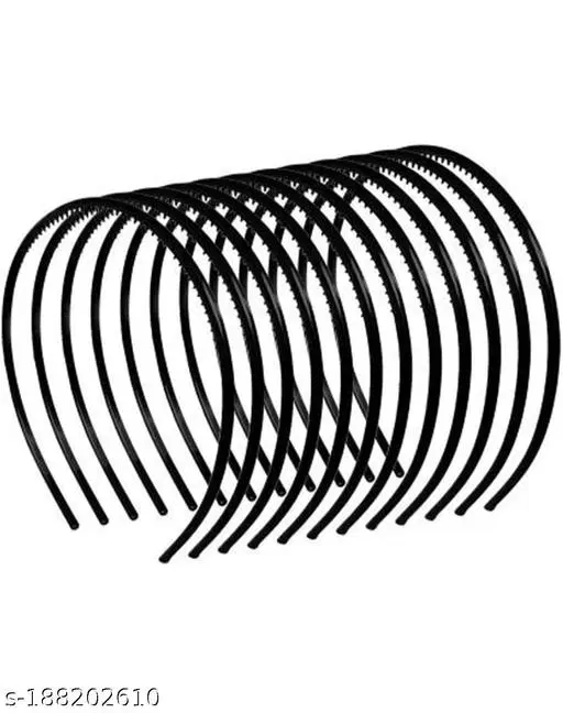 Plastic Hair Band for Women, Pack of 12 (Multicolor)