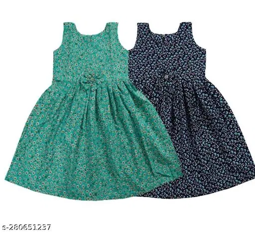 Frocks & Dresses for Girls (Green, 6-7 Years)
