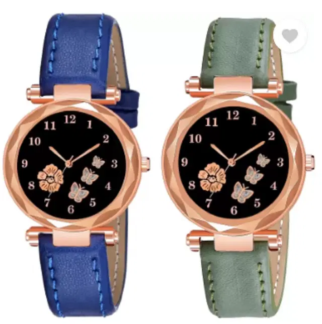 Analog Watch for Women & Girls, Pack of 2 (Multicolor)