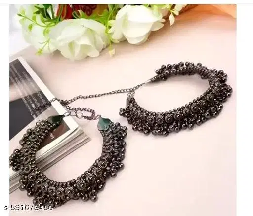 Trending pair of black oxidized anklet