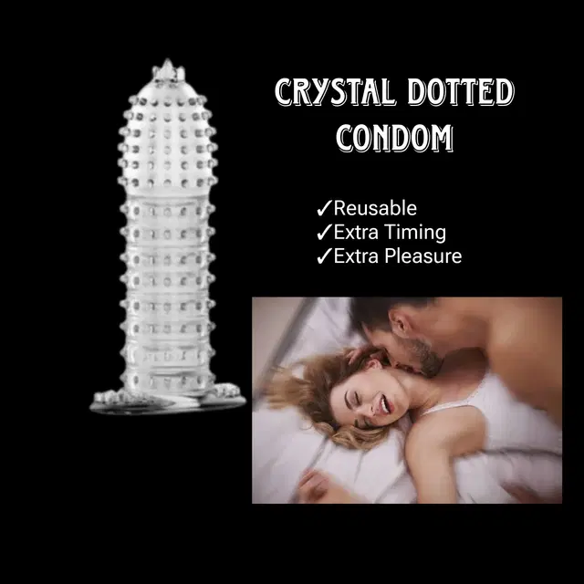 Qawvler Crystal Dotted Reusable Condom, Transparent
