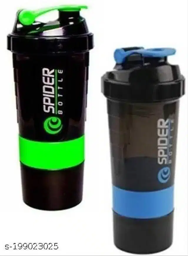 Plastic Gym Shaker and Sipper, Multicolor, 500 ml, Pack of 2