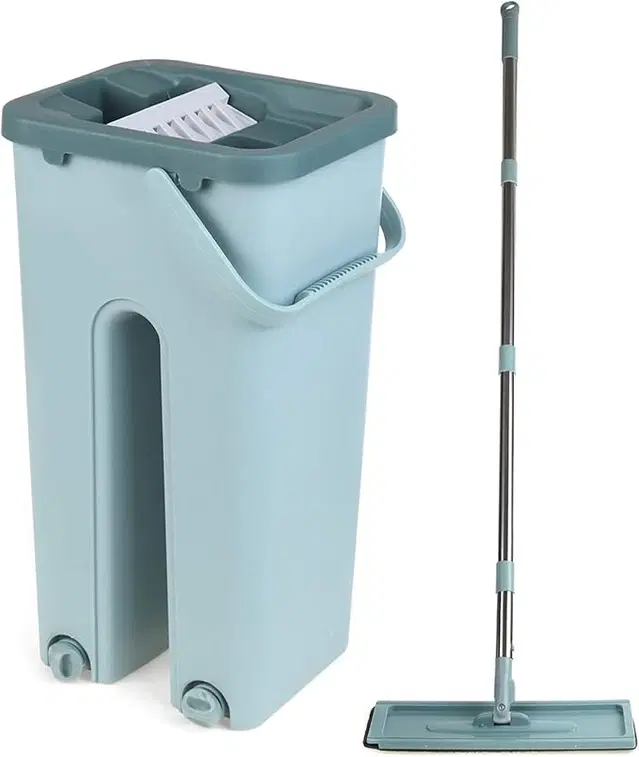 Floor Wiper with Bucket with 2 Scrub Set, Blue