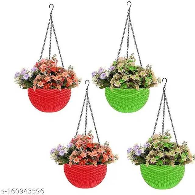 Plastic Hanging Planter, Multicolor, Pack of 4