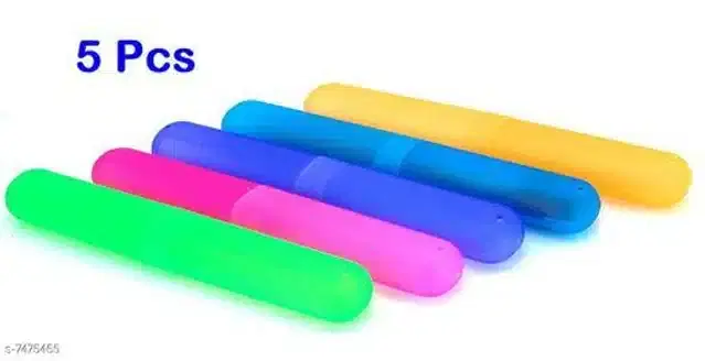 Plastic Toothbrush Cases, Multicoor. Pack of 5