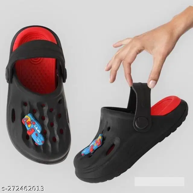 Clogs for Kids (Black & Red, 2-2.5 Years)