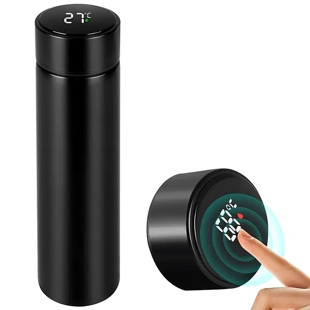 Stainless Steel Smart LED Temperature Display Flask, Black, 500 ml