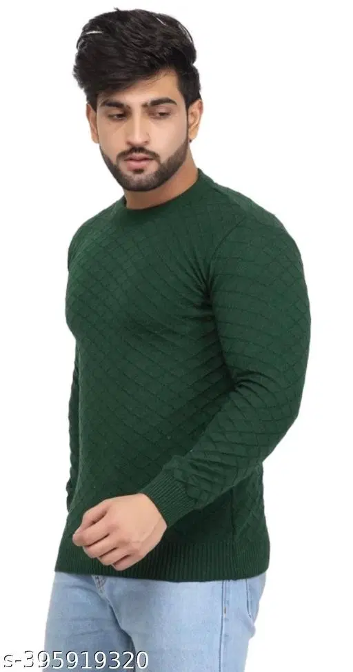 Full Sleeves Sweater for Men (Bottle Green, M)