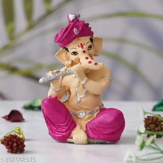 Resin God Ganesha Idol, Pink & Beige