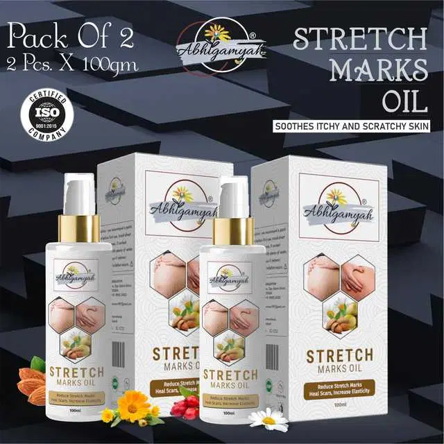 Abhigamyah Present Repair Stretch Marks Removal Natural Heal Pregnancy Breast, Hip, Legs, Mark Oil, 100 ml, Pack Of 2, A-962