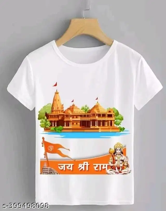 Polycotton Round Neck T-Shirt for Boys (White, 0-1 Years)