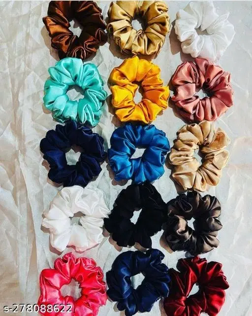 Satin Hair Ties for Women (Multicolor, Pack of 12)