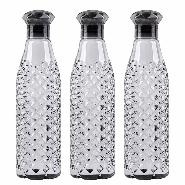 Parikshit Plastic Water Bottles, 1000 ml, Set of 3, Black