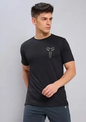Round Neck Printed T-Shirt for Men, Black (M)