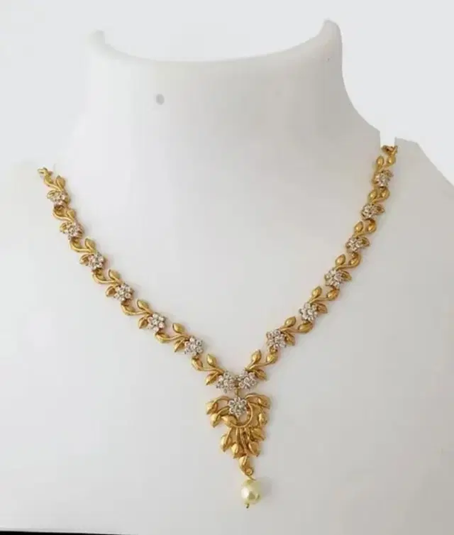Zircon Gold-plated Necklace Set for Women (Silver, Free Size)