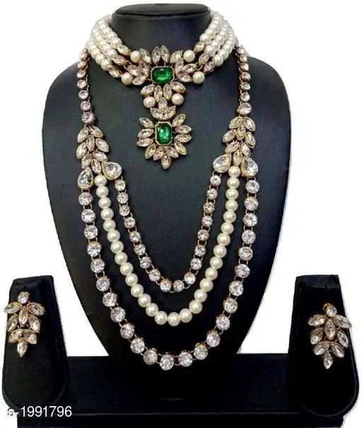 Elegant Alloy & Pearl Jewellery Set
