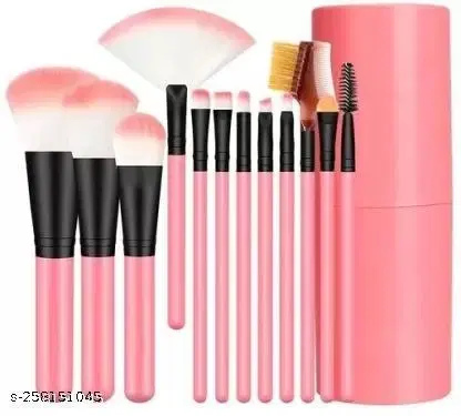 Professional Beauty 12Pcs Makeup Brush Set with Storage Box (Pink)