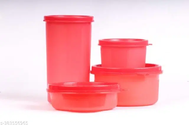 Plastic 4 Pcs Lunch Box, Multicolor, Set of 1