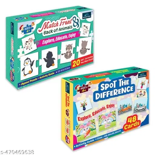 Bookford Exciting Puzzle Combo Set of 2 Jigsaw Puzzle - Match Front & Back of animals & Spot the difference