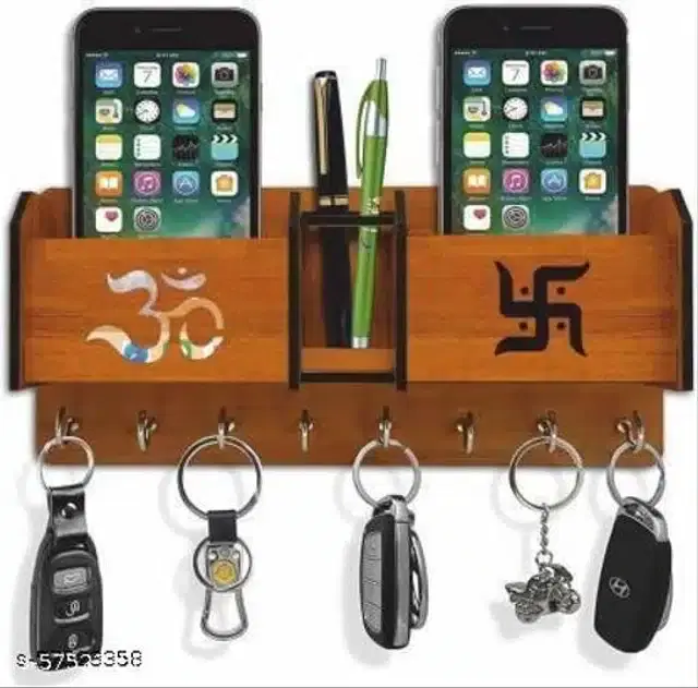 Wooden Key & Mobile Holder, Brown