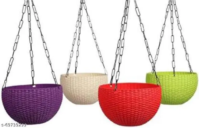 Plastic Hanging Planter, Multicolor, Pack of 4