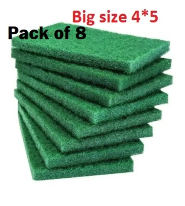 Green Scrub Pack of 8 green scrubber, pad , best quality, best cleaning scrub for utensils, Green Pad 4*5 inch size attractive scrub and sponge soft and long lasting scrub pad. top quality. long lasting cleaning scrub pad