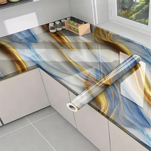 PVC Venyl Wall Sticker Wallpaper, Sky Blue (40x500 cm)