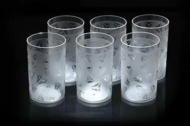 Plastic Water & Juice Glasses Set, Pack of 6, 250 ml, Transparent