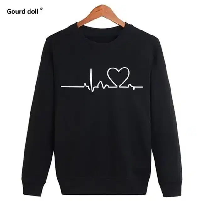 Fleece Full Sleeves Sweatshirt for Women (Black, L)