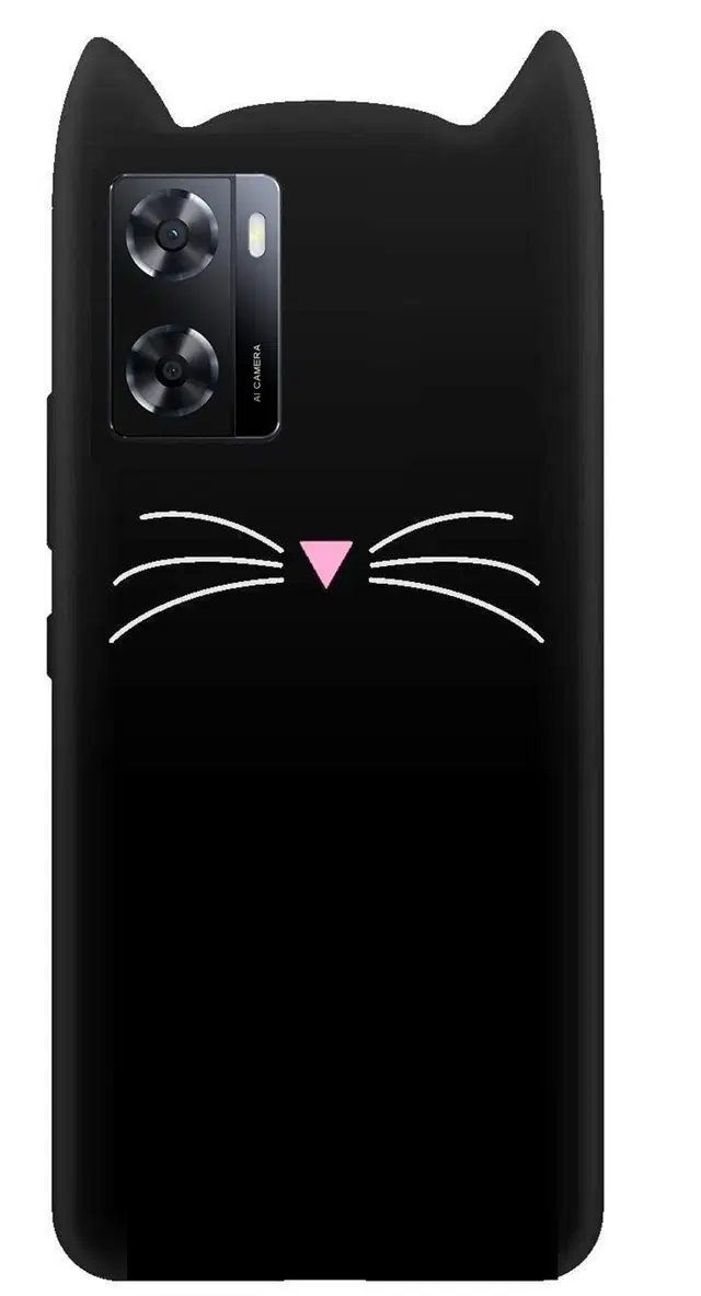 Rubber Mobile Back Cover for OPPO A57 4G (2022) (Black)