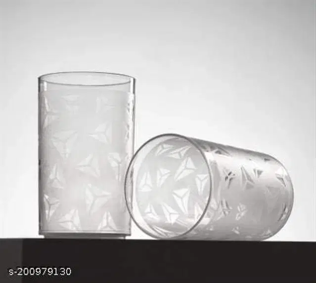 Plastic Water Glasses, Transparent, 300 ml, Pack of 6