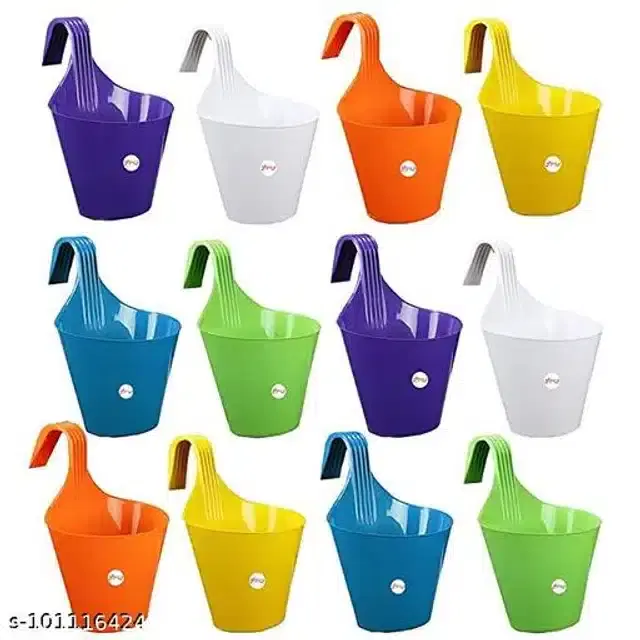 Plastic Hanging Planters, Multicolor, Pack of 12