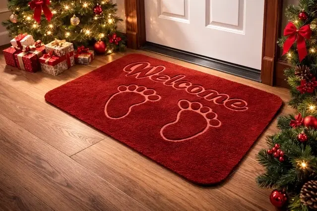Welcome with a Baby Footprint  Non-Slip Doormat 38*58